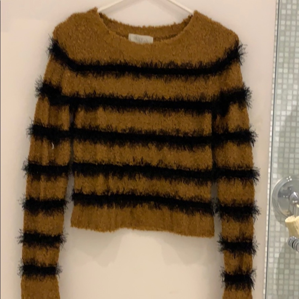 Olive + Oak Fuzzy Striped Sweater